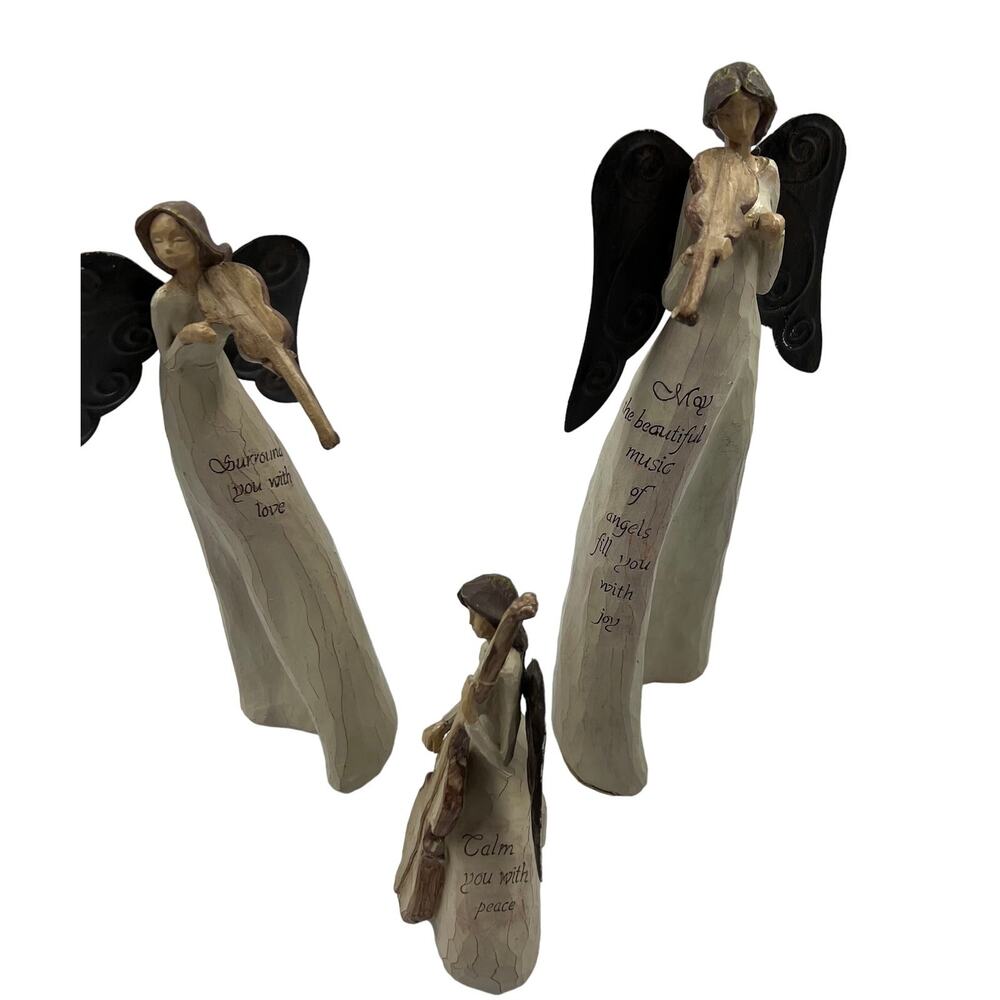 Dicksons‎ Inspirational Resin Angels 3 Piece Decor Figurine Music Love Peace